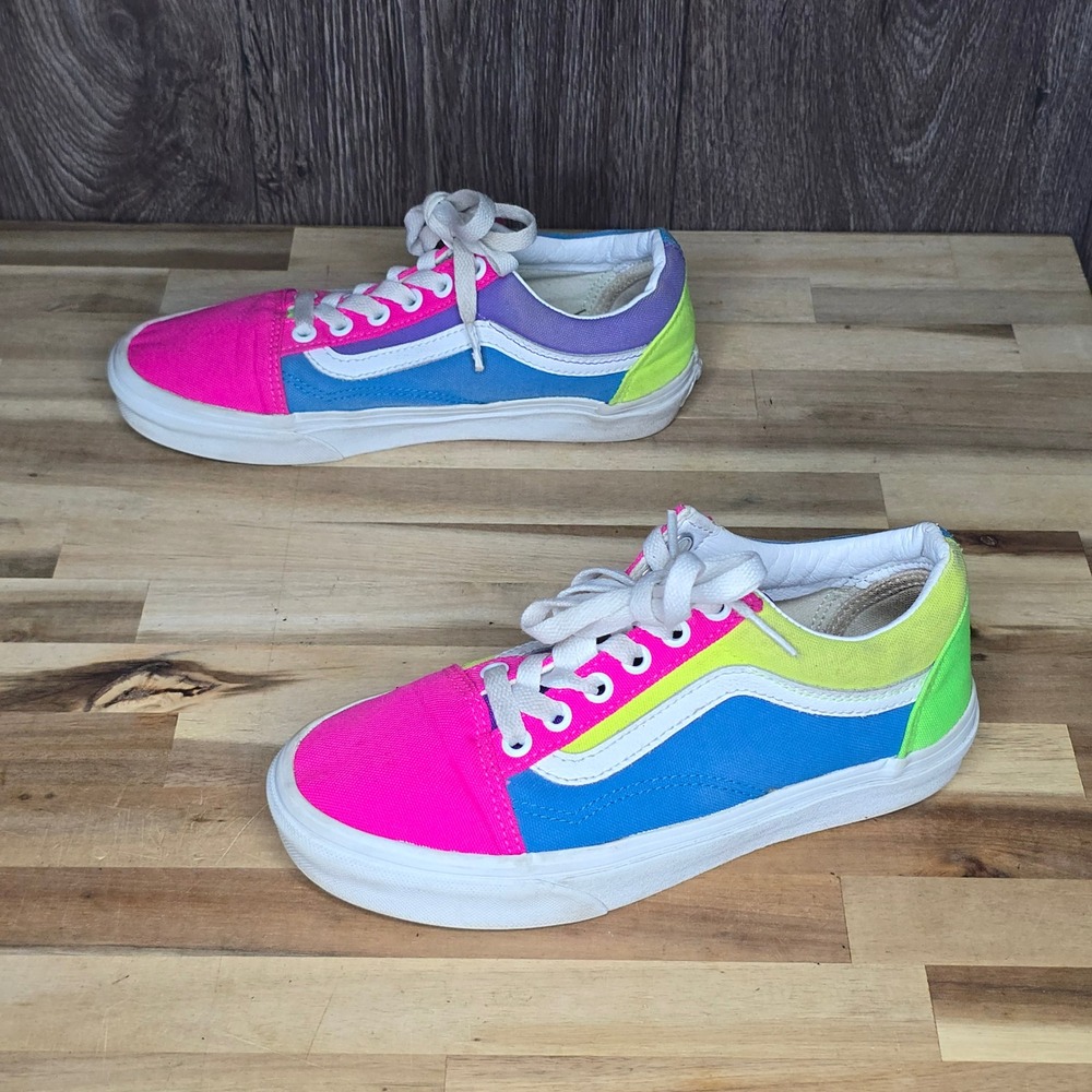 Vans Old Skool Colorblock Neon Low Top Sneakers Women's 6 Men's 4.5 Multicolored